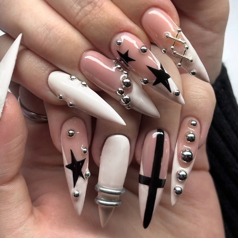 Decorating Tip Set - 24 Stück Lange Stiletto-Kunstnägel Set mit