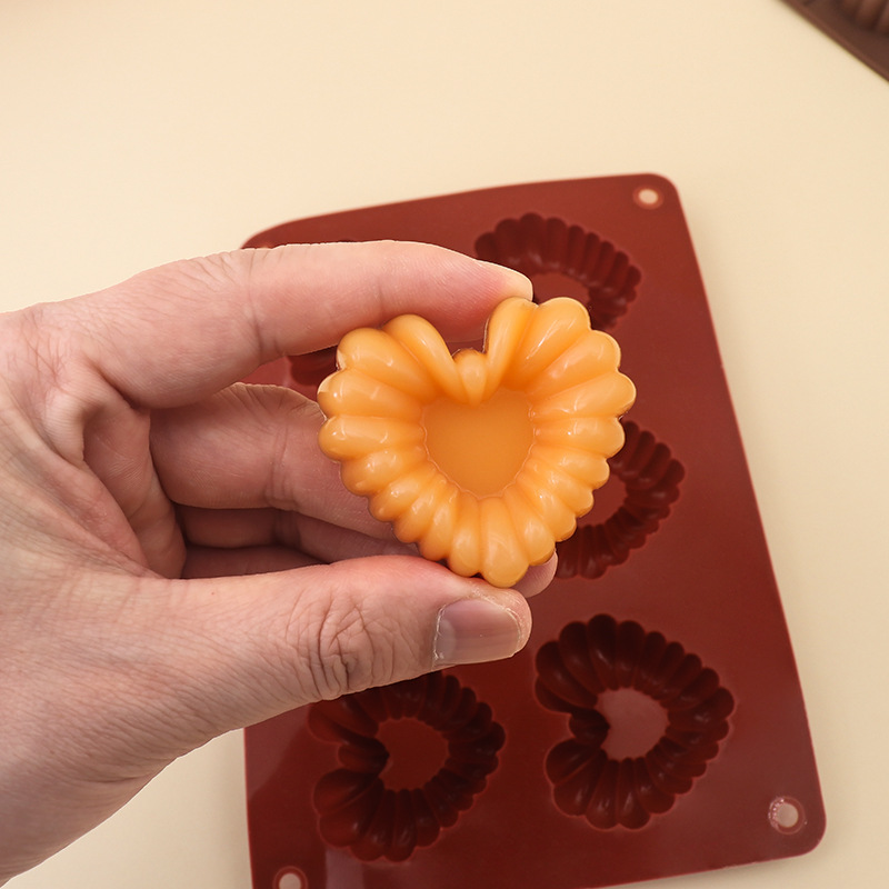 Kitchen Baking Molds - Herzförmige Silikon-Schokoladenformen, DIY-Backform, 6-Loch-Eisgitterformen, Mousse, weiche