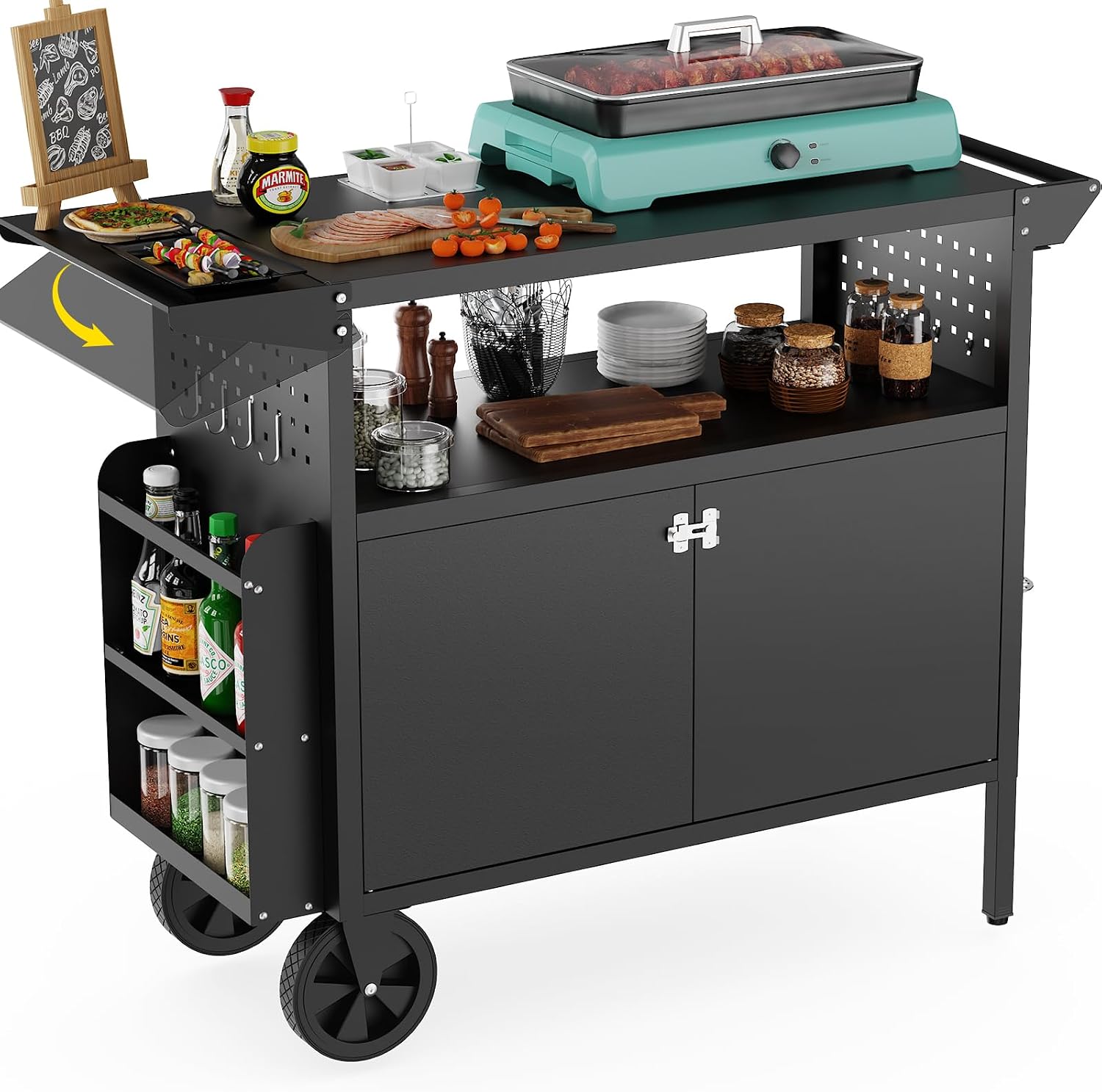 Kitchen Uncle - Outdoor-Grillwagen mit Stauraum, Kücheninsel mit Rädern,