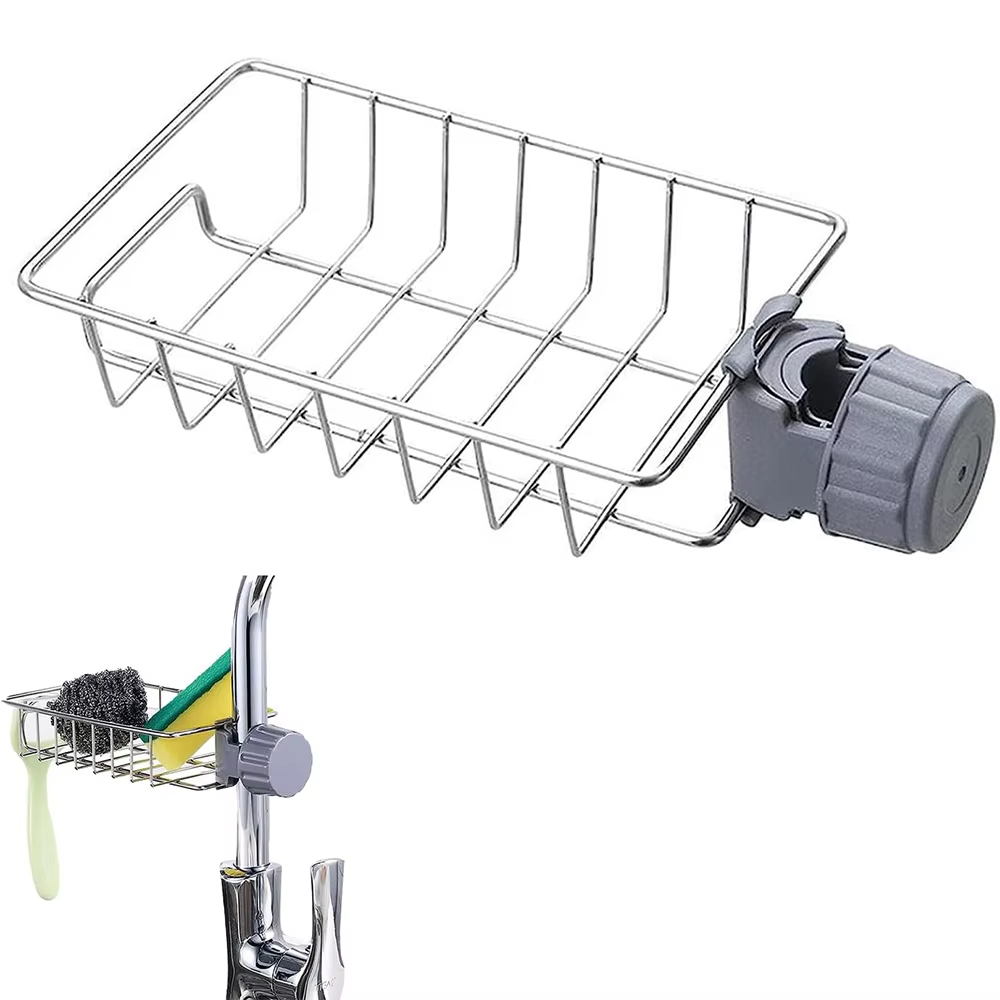 Kitchen Uncle - Küchenspüle Abtropfgestell Schwammhalter Flexibler Armaturenhalter Seifenablage
