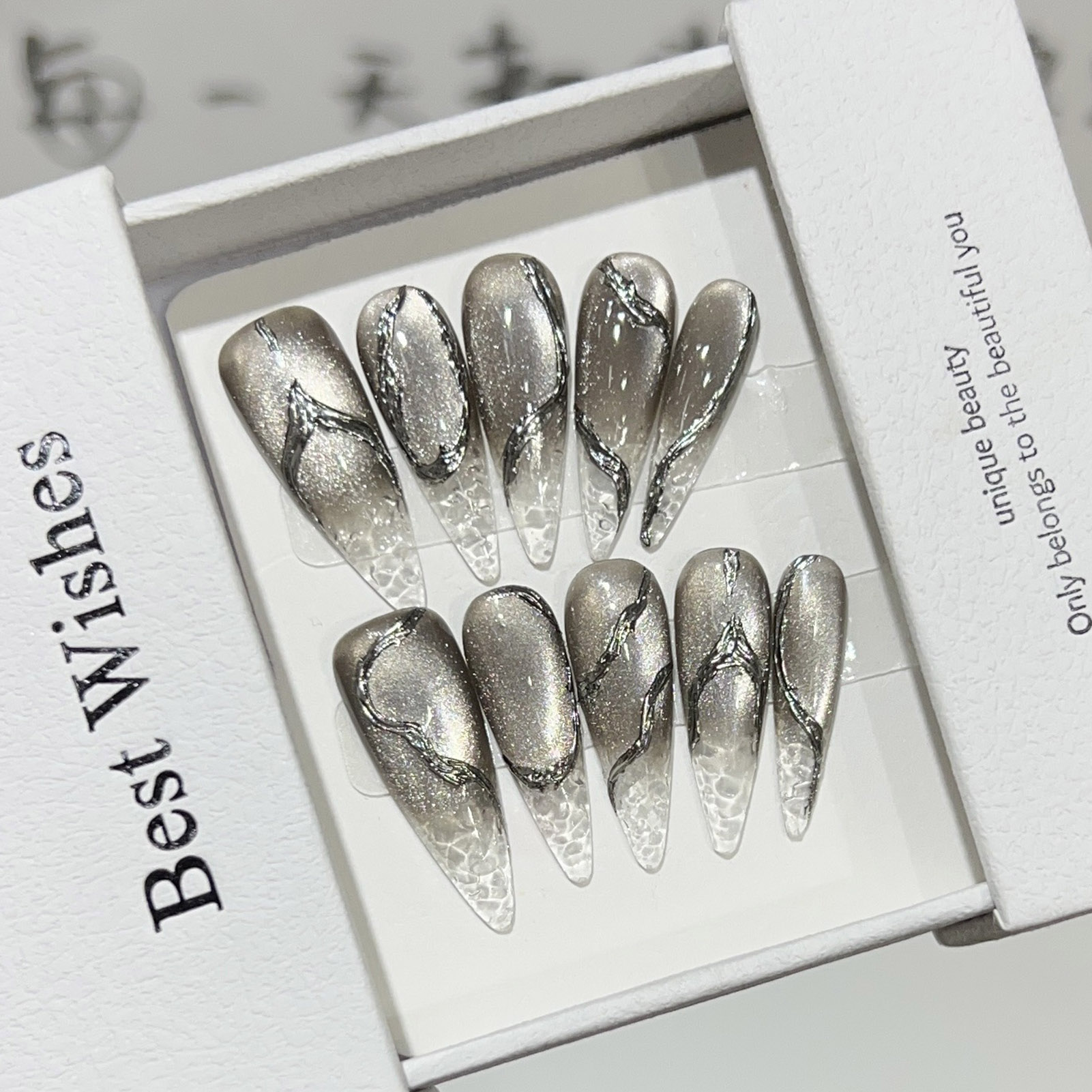 Decorating Tip Set - 10 Stück Halloween-Kunstnägel, wiederverwendbar, lange Spitze,