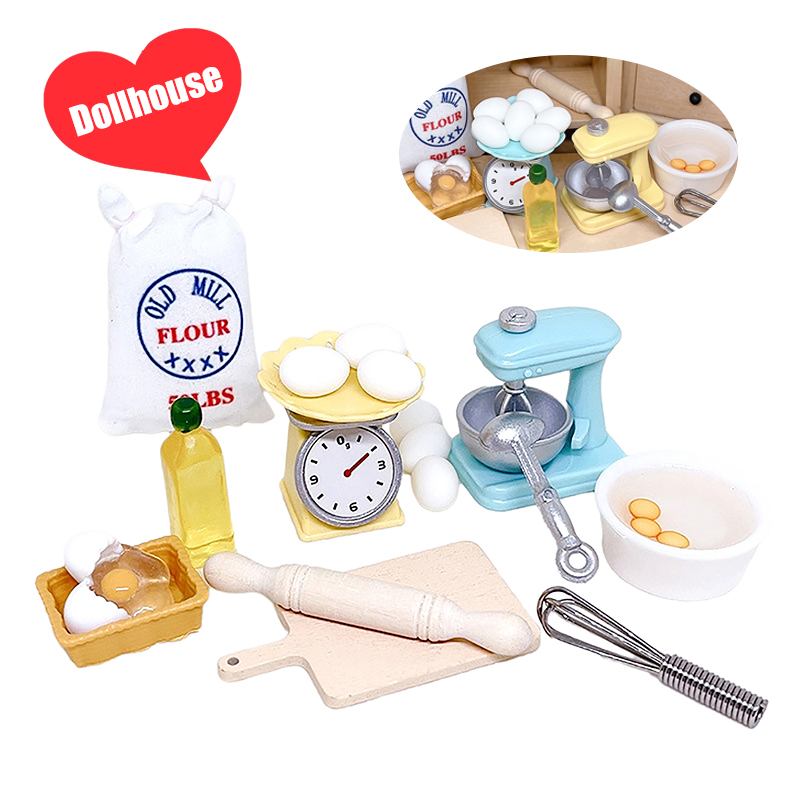 Kitchen With Baking Area - 1Set 1:12 Puppenhaus Miniatur Mehl Schneebesen