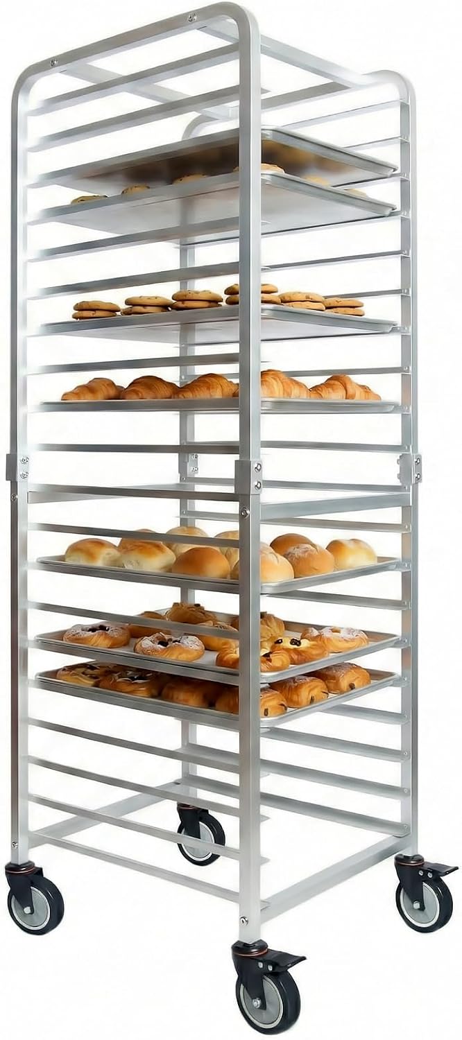 Kitchen Baking Pans - Kommerzieller 20-stufiger Edelstahl-Backblechständer mit Rädern, mobiler