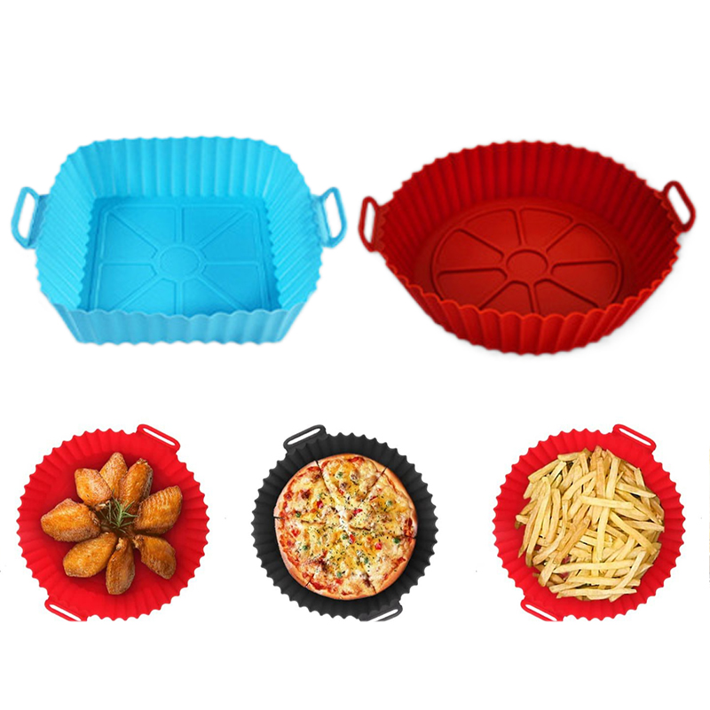 Kitchen Baking Pans - Silikon-Fritteusenform, Luftfritteusen-Silikon-Einlagen, wiederverwendbare Backform, antihaftbeschichtete Pizzapfanne,