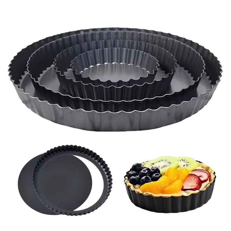 Baking Kitchen Set - 1 Stück Abnehmbare Geriffelte Tarteform Antihaft-Kohlenstoffstahl
