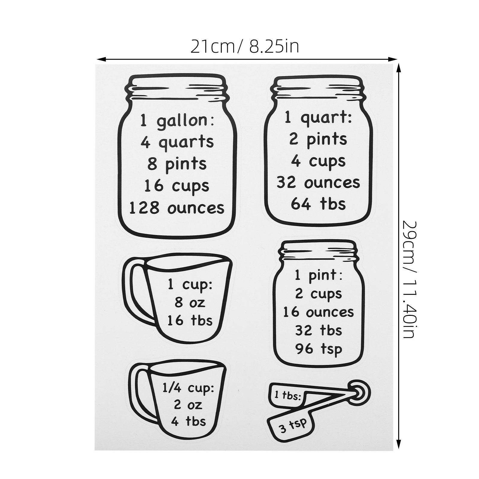 2-teiliges Küchen-Messumrechnu – Kitchen Baking Conversion Chart Bewertung und Preis